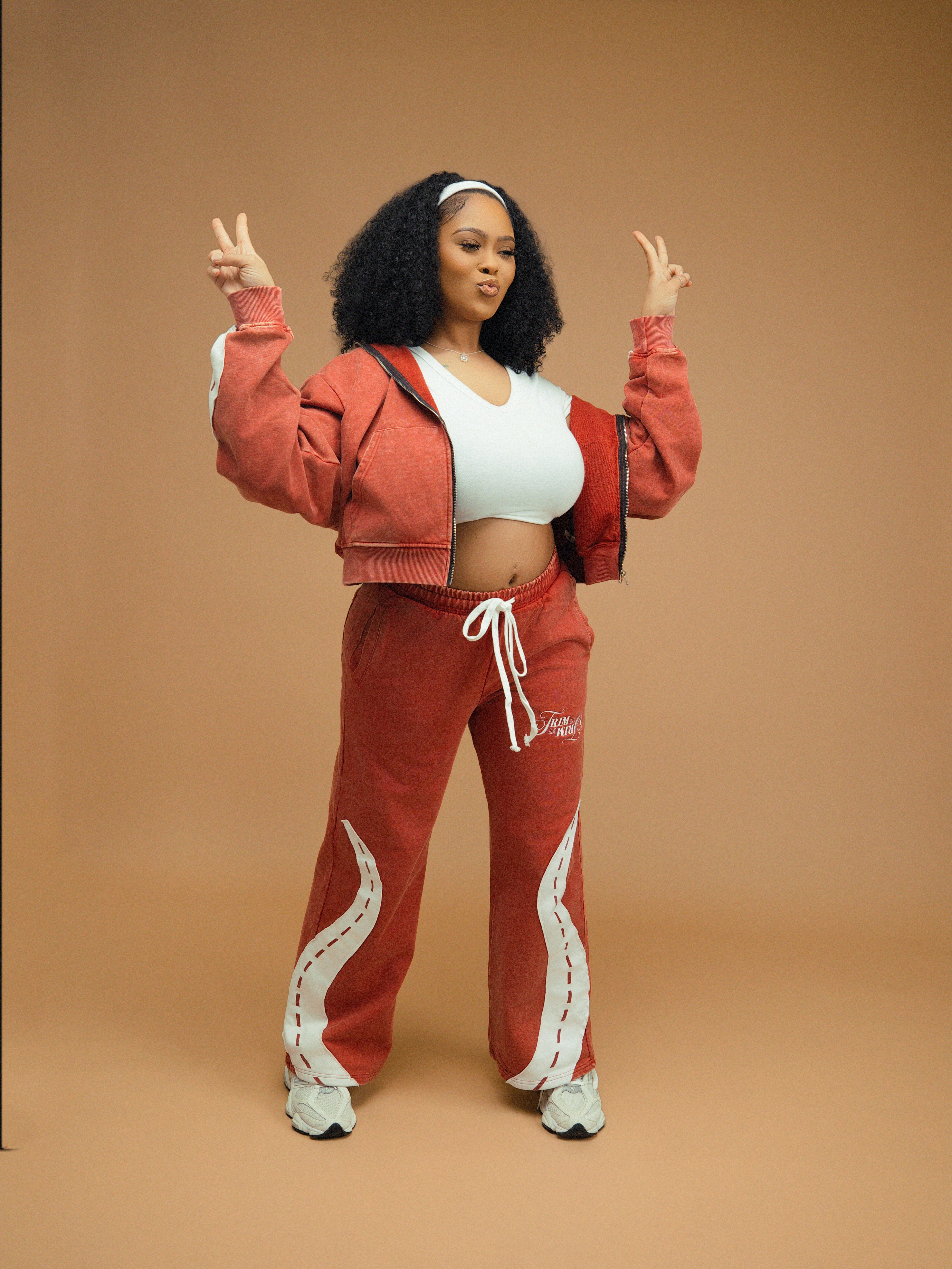 Brick Red "Trim De La Trim" Zip-Up Hoodie