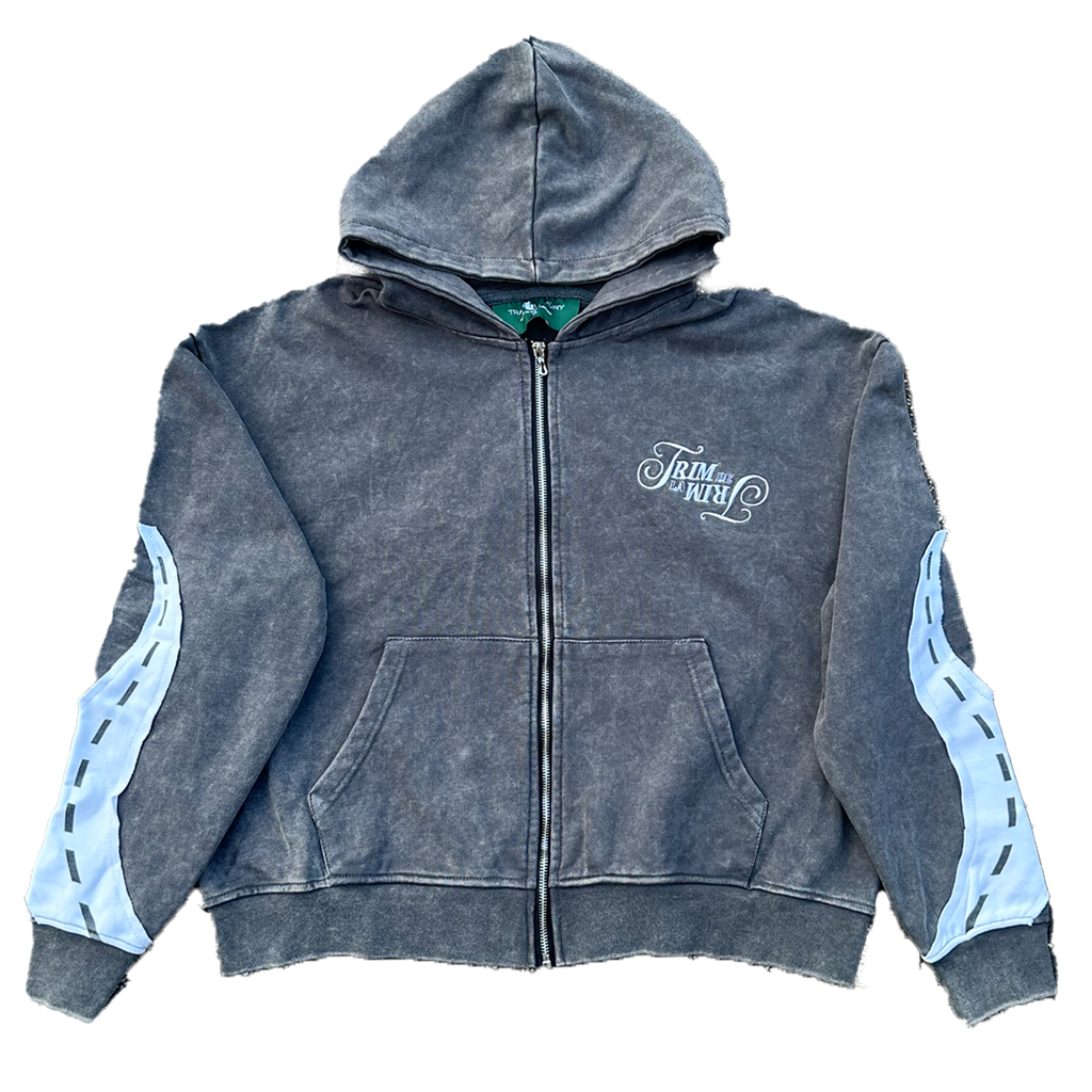 Smoke Grey "Trim De La Trim" Zip-Up Hoodie