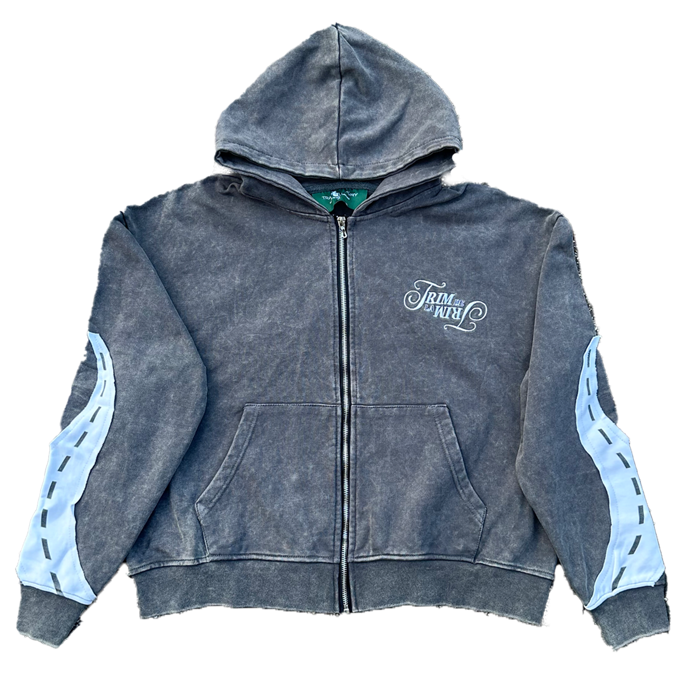 Smoke Grey "Trim De La Trim" Zip-Up Hoodie