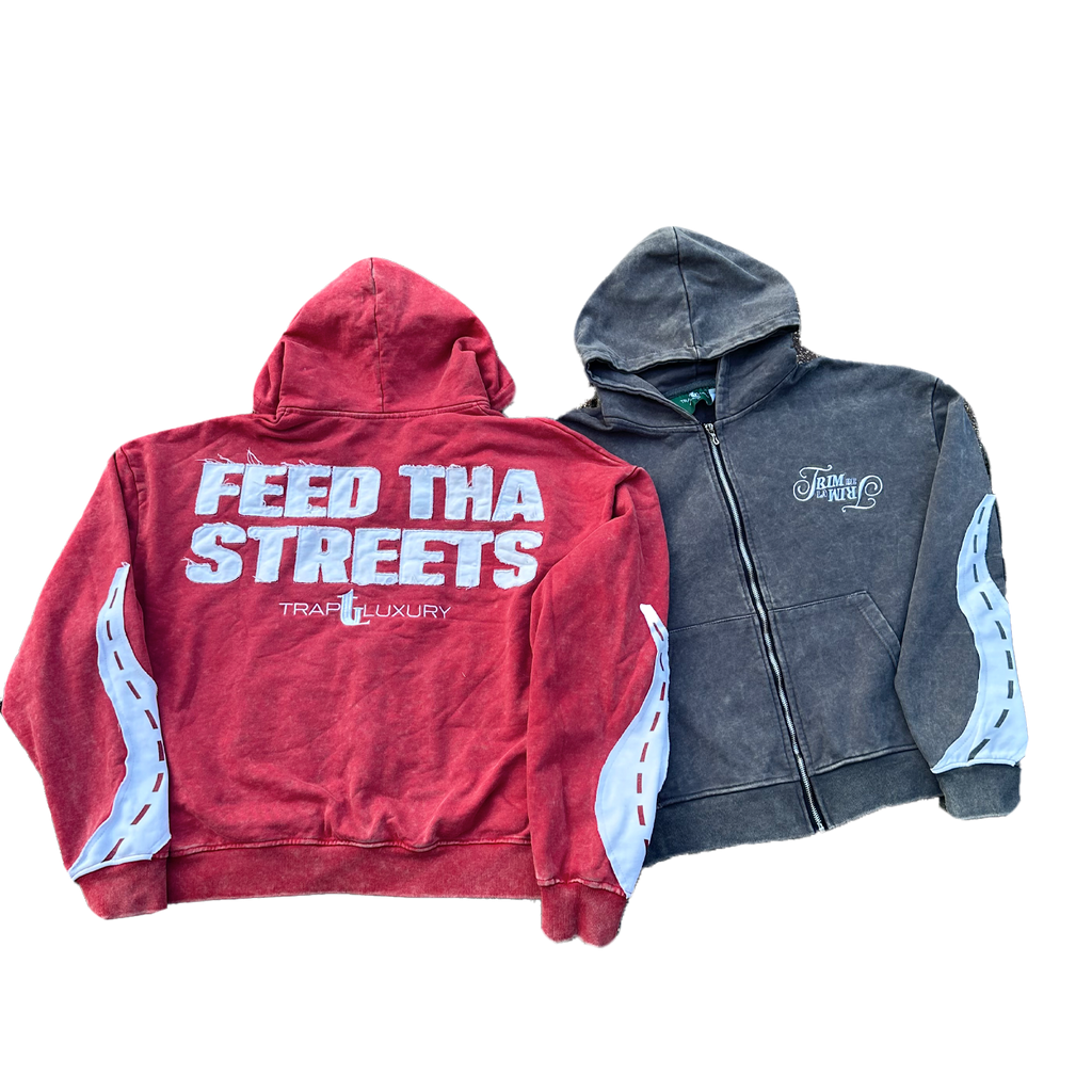 Smoke Grey "Trim De La Trim" Zip-Up Hoodie