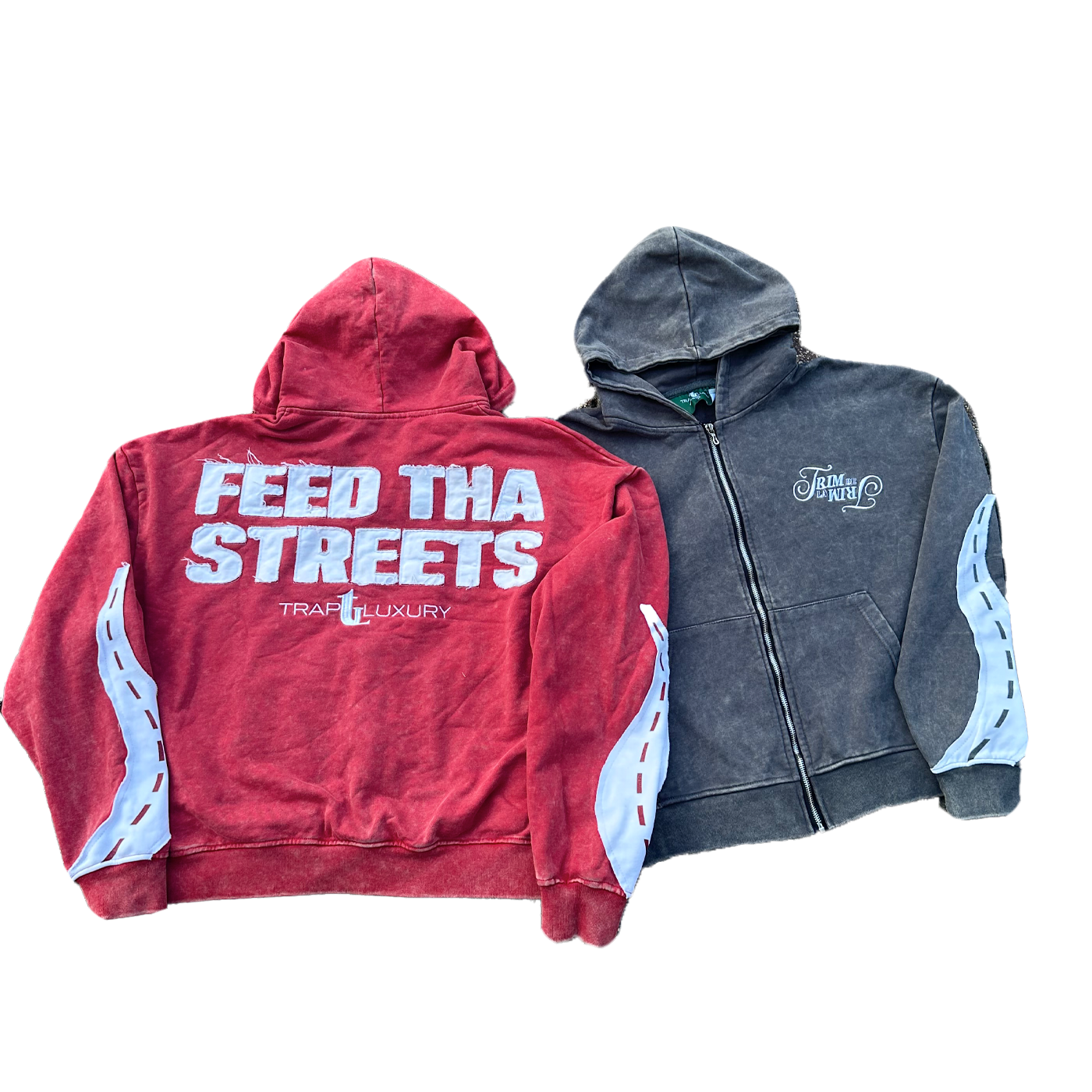 Smoke Grey "Trim De La Trim" Zip-Up Hoodie
