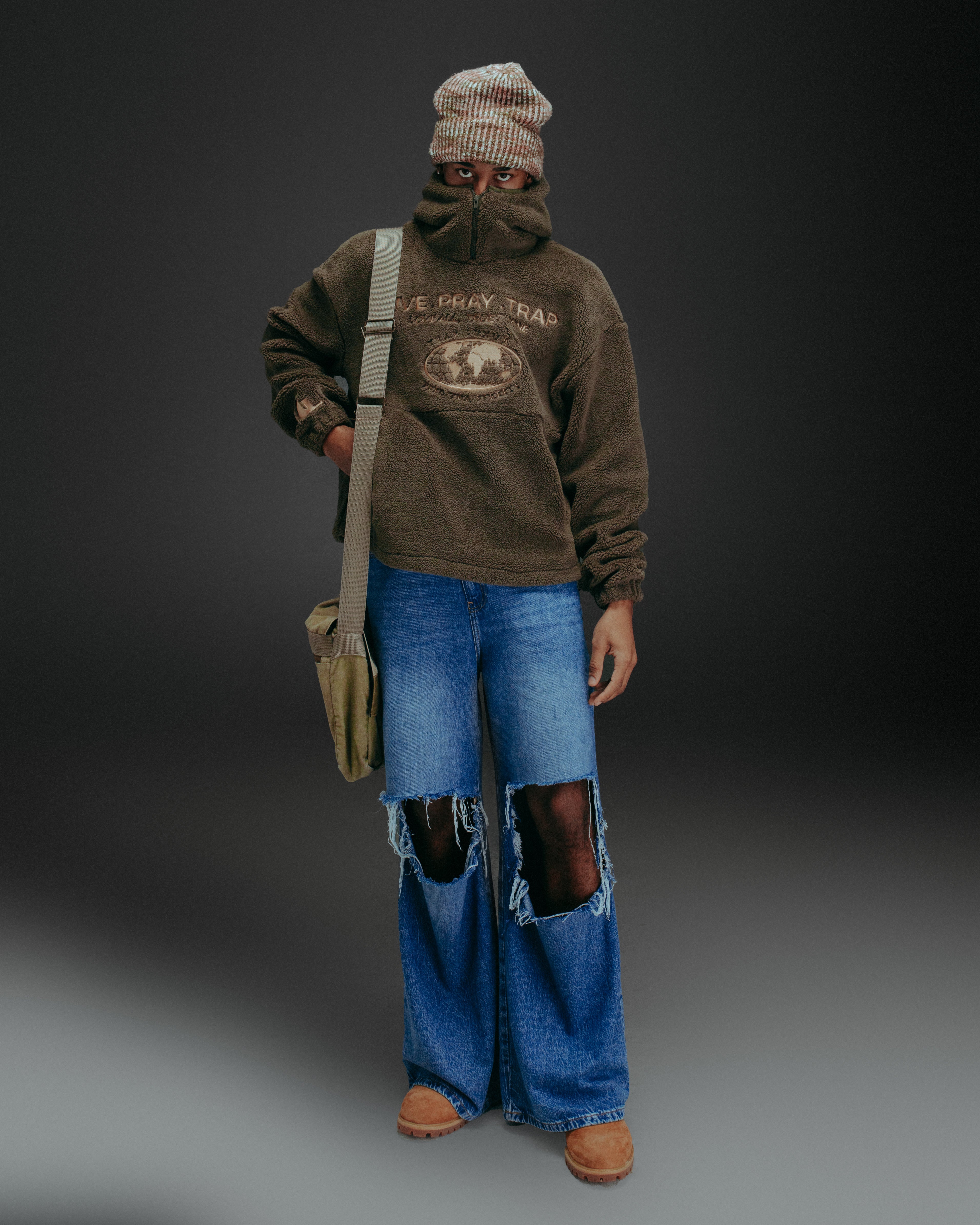 OLIVE DRAB SHERPA PULLOVER