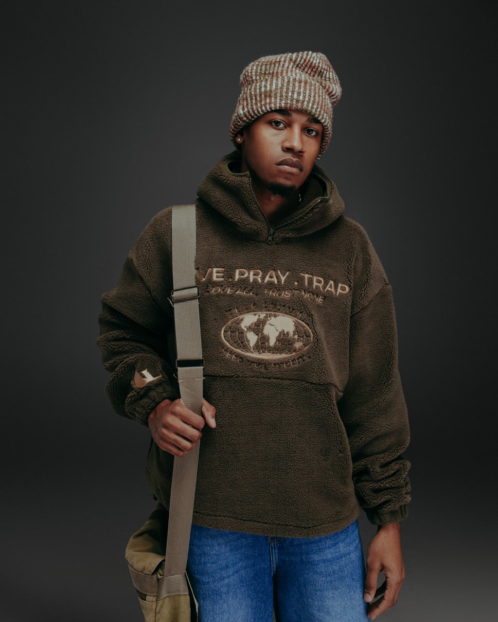 OLIVE DRAB SHERPA PULLOVER